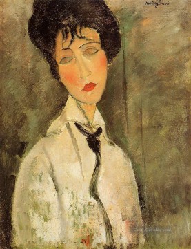  schwarze - Porträt einer Frau in einer schwarzen Krawatte 1917 Amedeo Modigliani